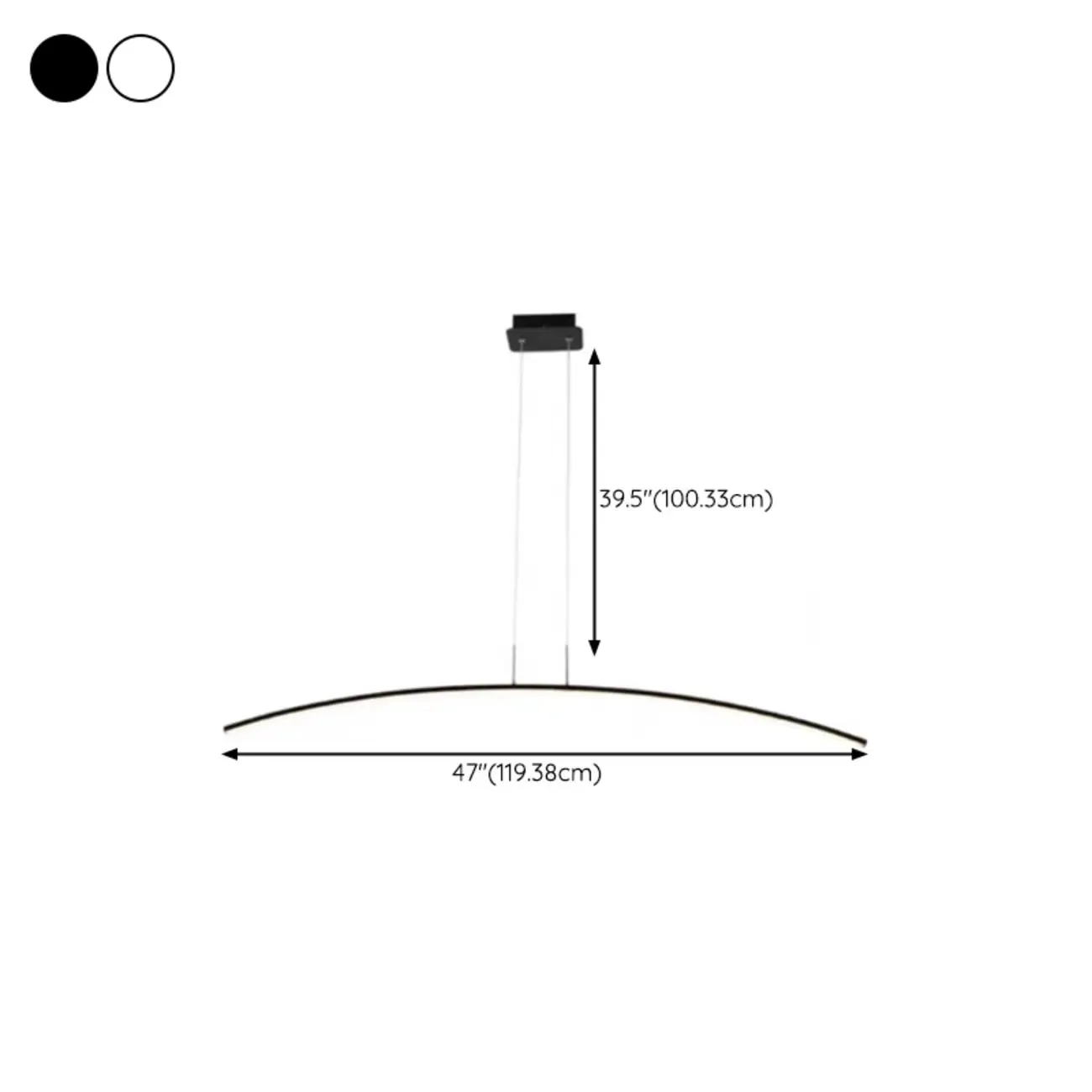 Black Linear Silica Gel Island Pendant Light Arch Shaped LED