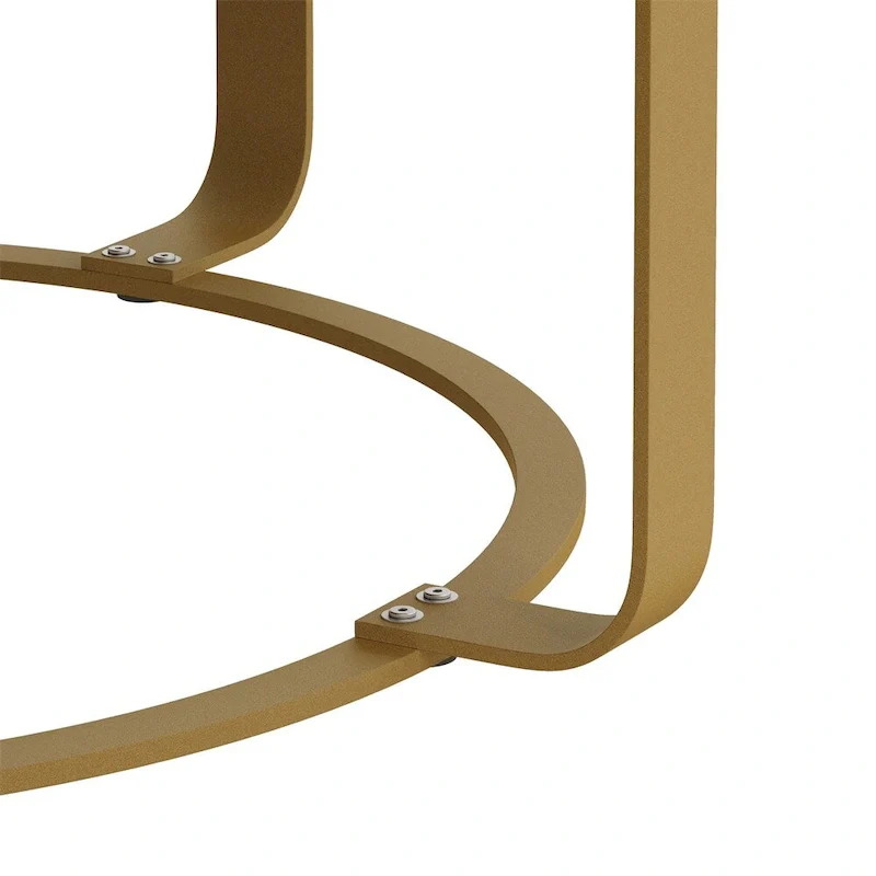 Round Wood Coffee Table with 6-Curved Metal Legs, Modern Style – Black / Gold