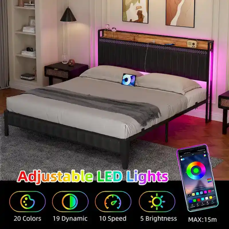 Bed Frame with Charging Station