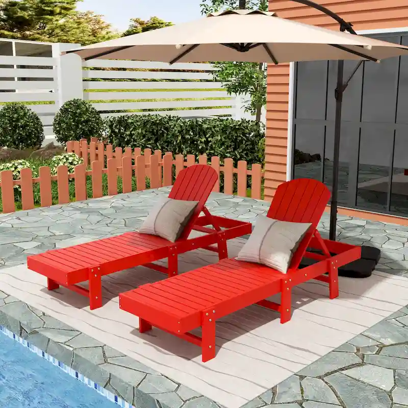 Polytrends Altura Armless Poly Eco-Friendly All Weather Reclining Chaise Lounge (Set of 2)