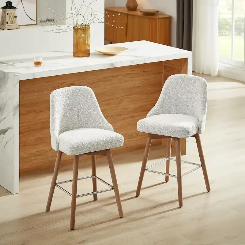 Art Leon Set of 2 Upholstered Counter Height Swivel Barstool