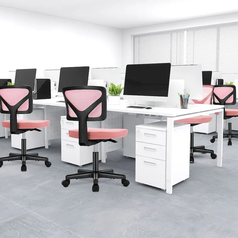Armless Small Office Desk Chair with Back