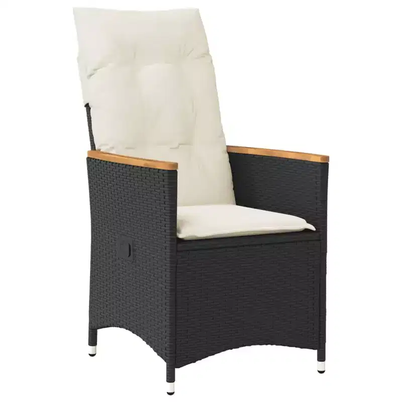vidaXL Bistro Set Black PE Rattan, Powder-Coated Steel, Solid Acacia Wood