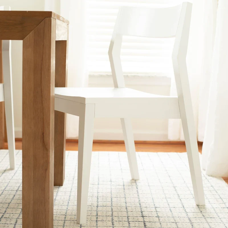 4-Color Modern Solid Pine Wood Dining Chair with Angled Back & Contoured Seat for 1