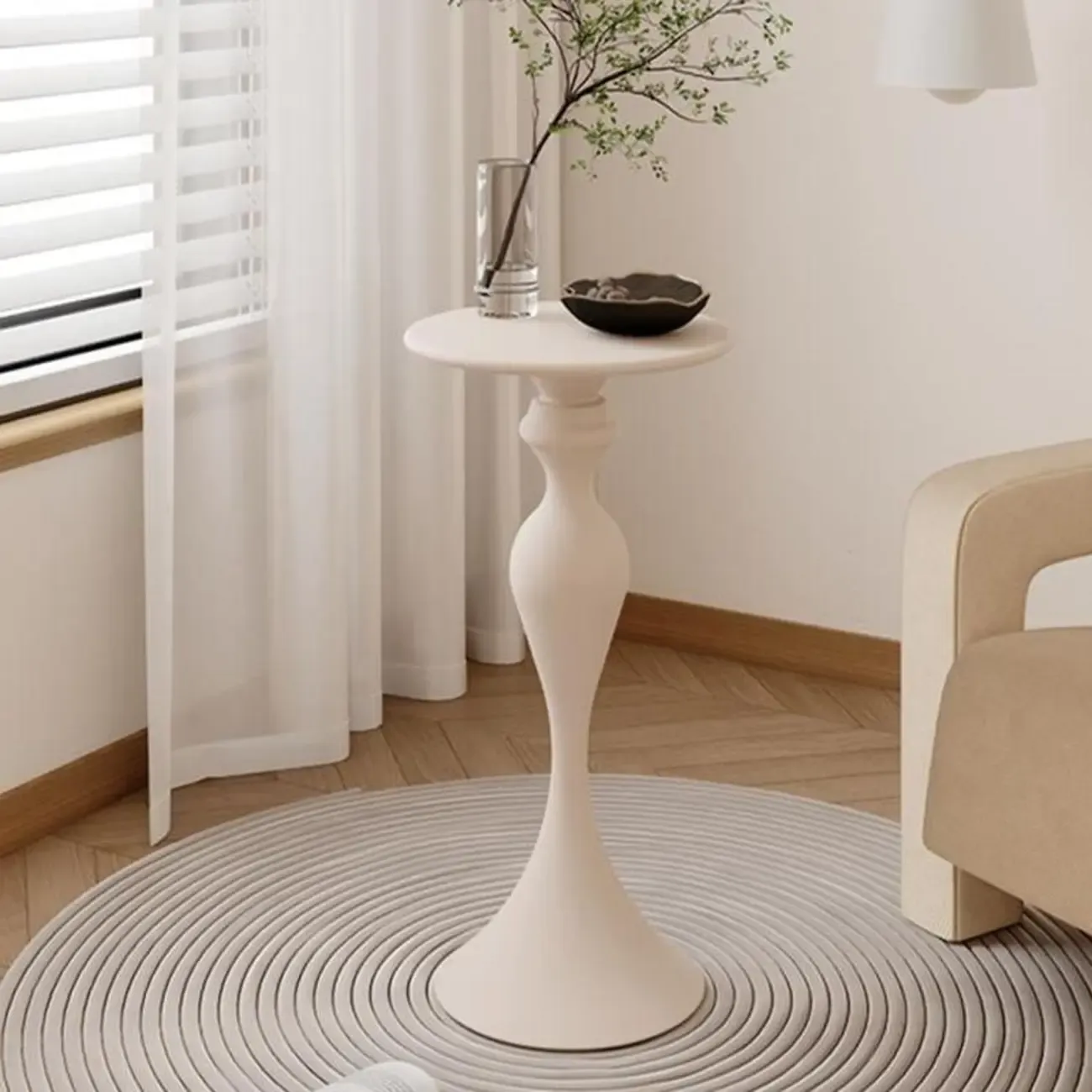 Durable Small Metal Round Pedestal End Table for Living Room