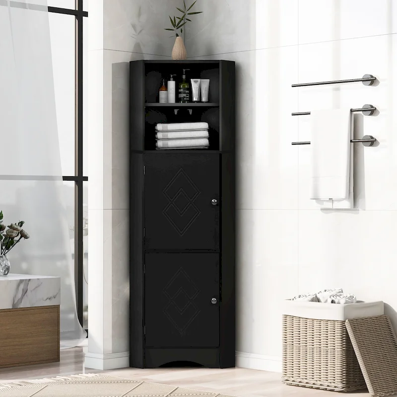 Freestanding Tall Bathroom Corner Cabinet 61