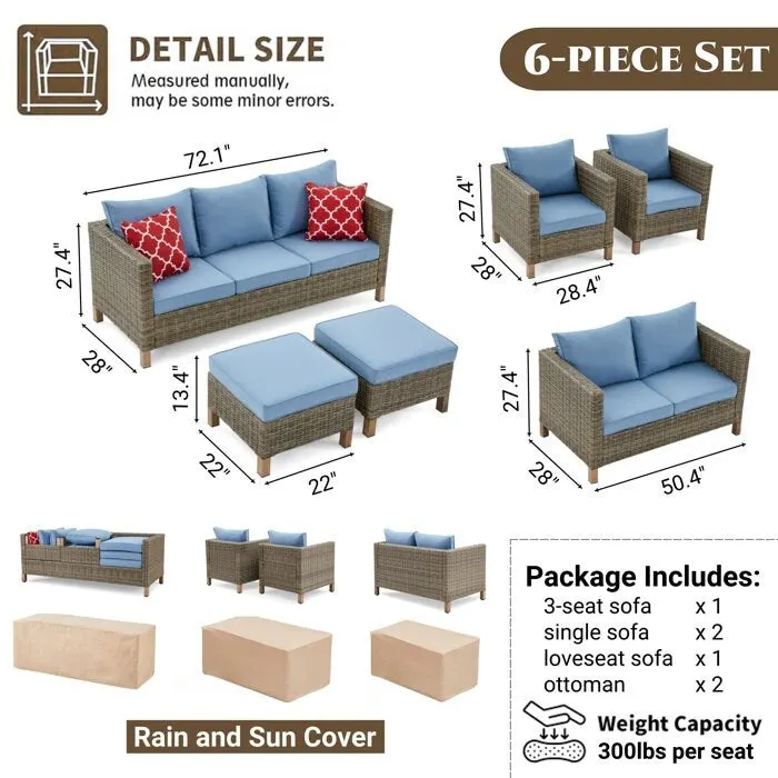 6 Piece Sectional Seating Group with Cushions
