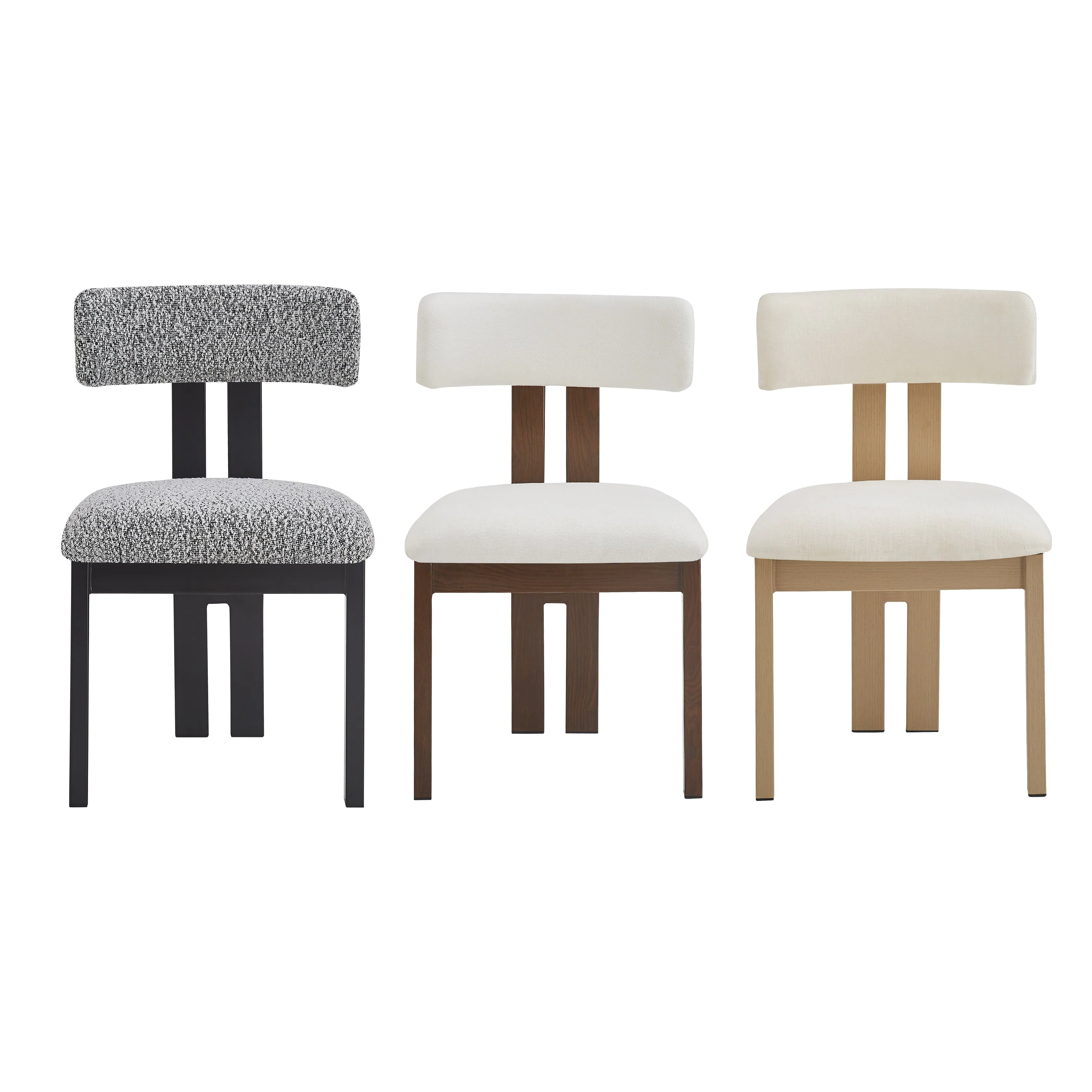 Set of 2 Modern Upholstered Dining Chairs Fabric with Sturdy Iron Frame