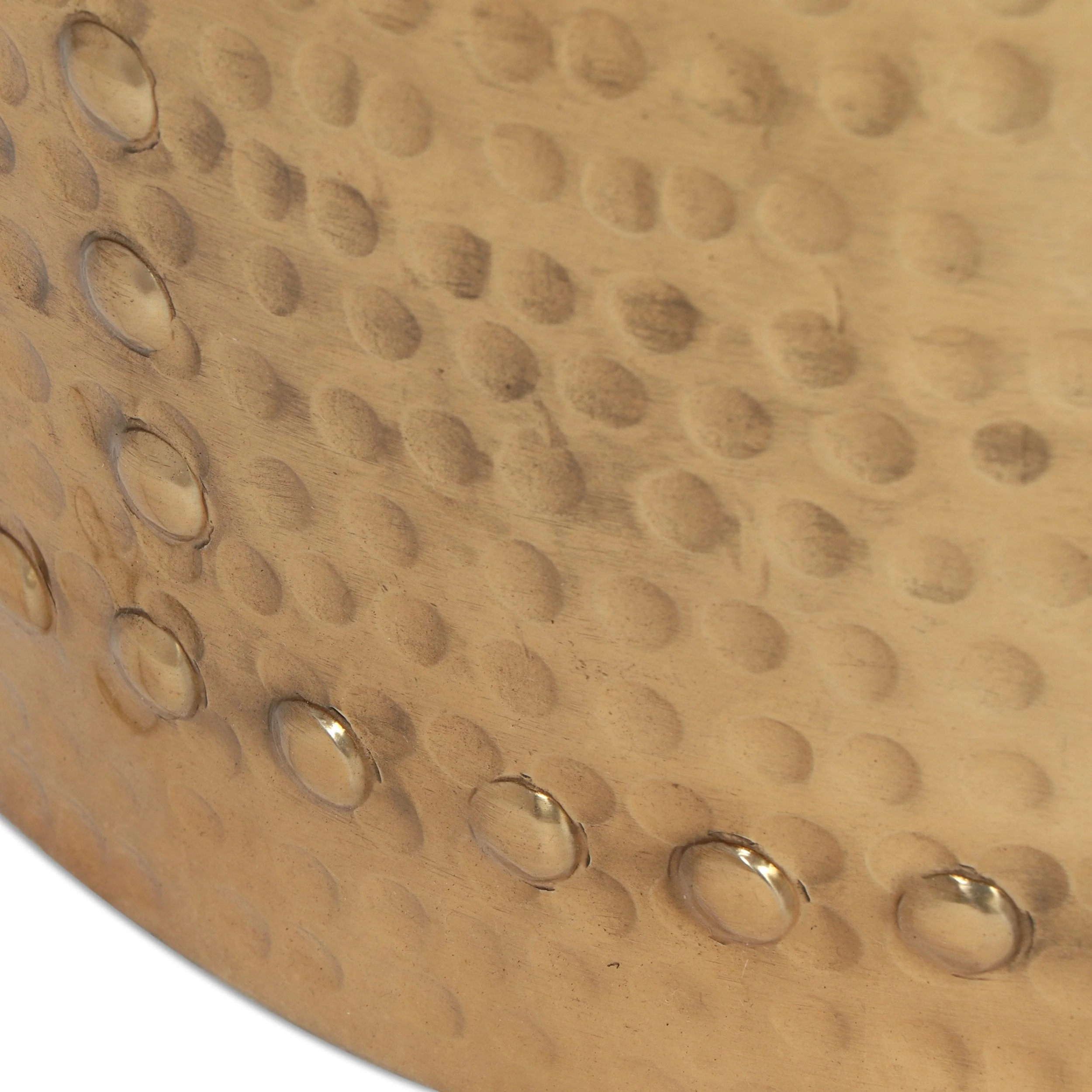 Modern Handcrafted Aluminum Studded Side Table, Brass - NH120513