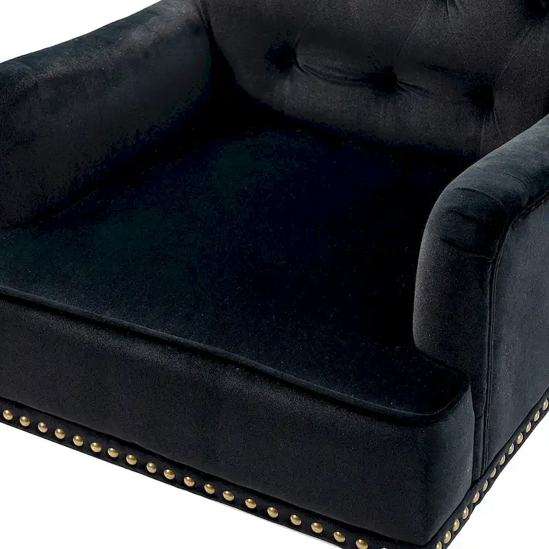 Velvet Button Tufted Accent Chair with Nailhead Trim