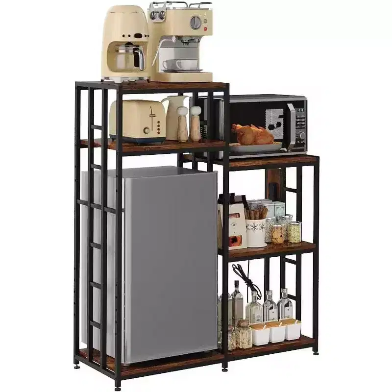 6-Tier Adjustable Storage Shelf, Kitchen Bakers Rack with Storage, Free Standing Shelf