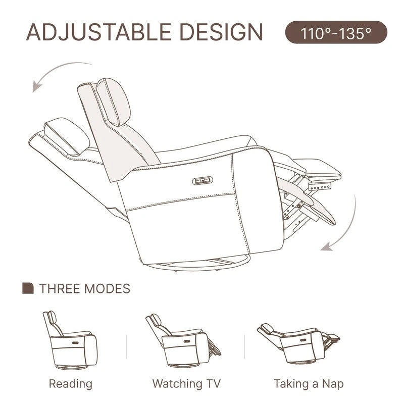 Merlin Power Swivel Glider Rocker Recliner Nursing Chair Recliner