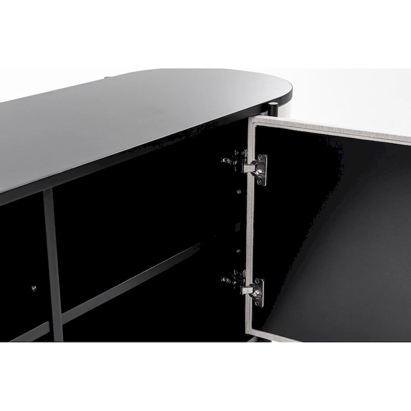 Modrest Hobart Modern Beige Fabric & Black Metal Buffet