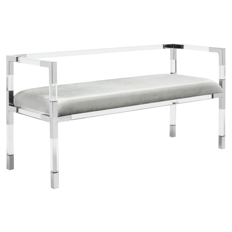 SAFAVIEH Couture Shakti Grey Acrylic Bench - 50Wx18Dx26H