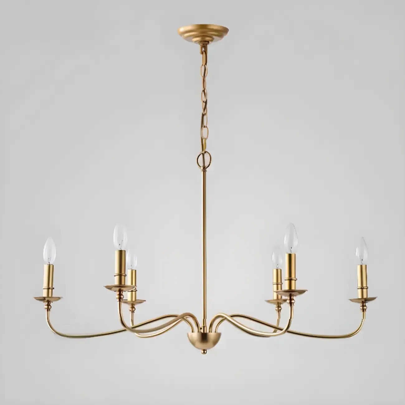 Simple Linear Gold Metal Candelabra Chandelier