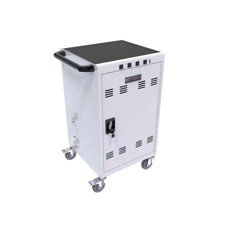 White Steel Mobile Charging Cart for 35 Tablets/Laptops