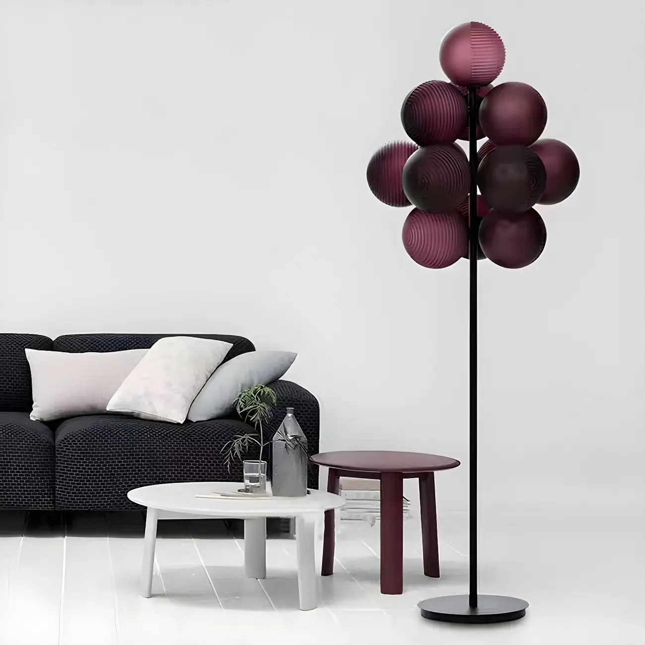Modern Tree Floor Lamp with Purple Globe Shades for Decor