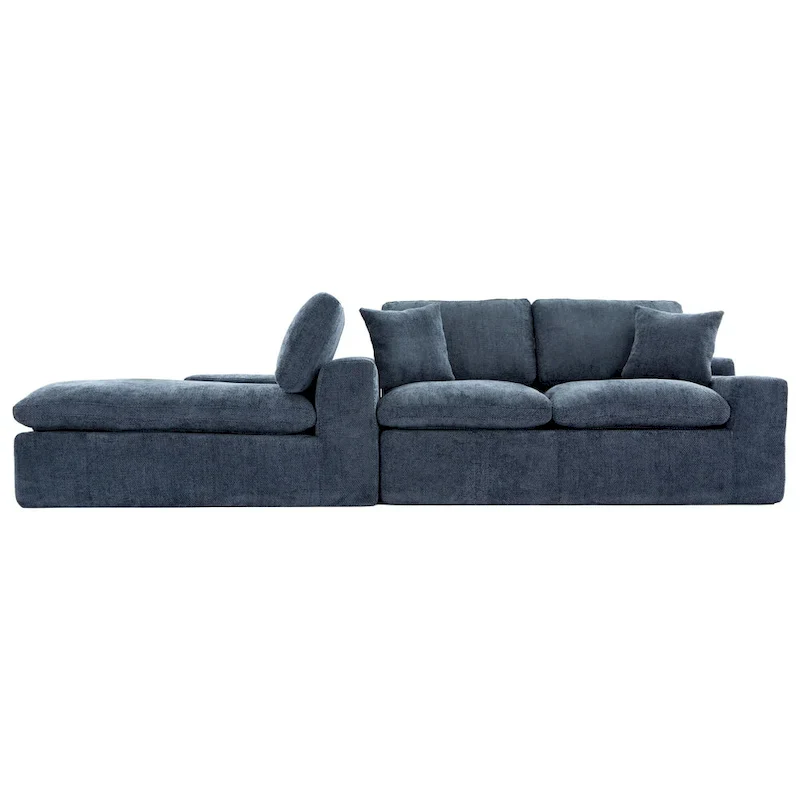 L-Shaped Reversible Sectional Sofa Chenille Fabric Couch Chaise