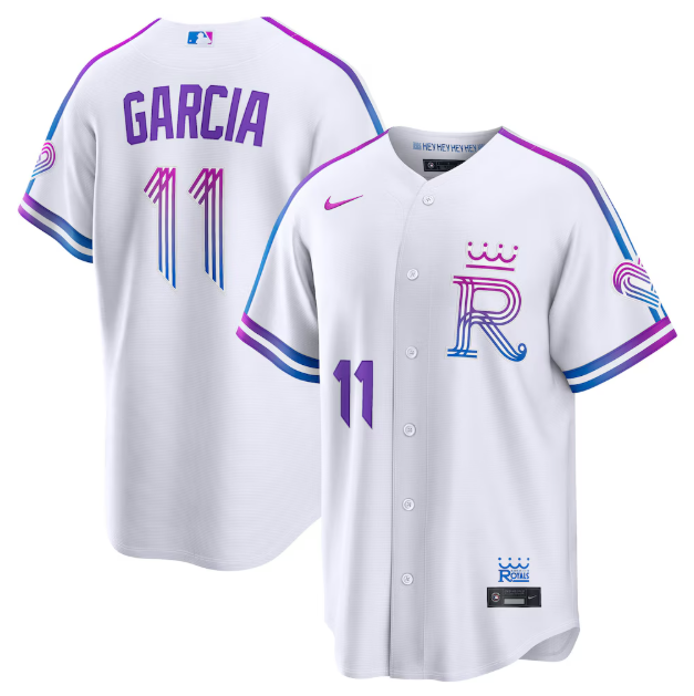 Kansas City Royals Maikel Garcia White 2026 City Connect Stadium Jersey
