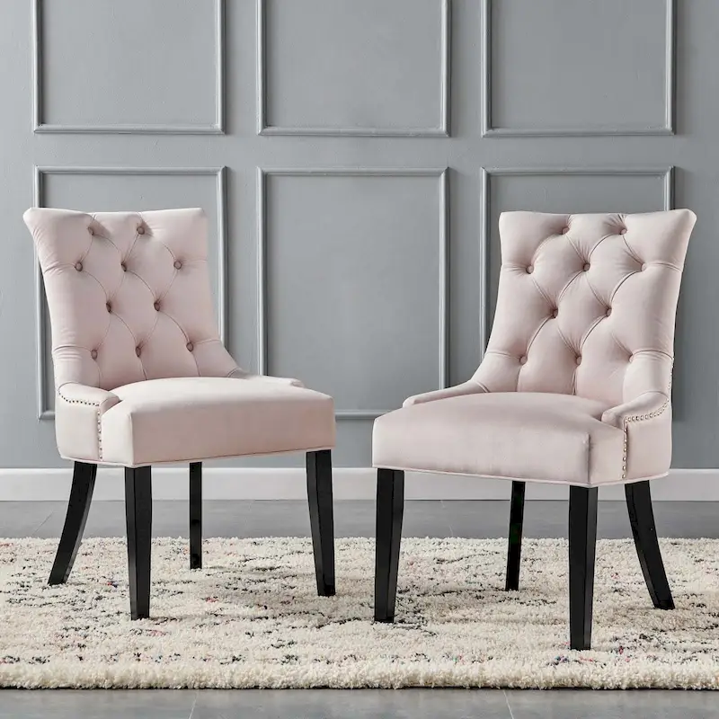 Silver Orchid Kornman Velvet Dining Side Chairs (Set of 2)