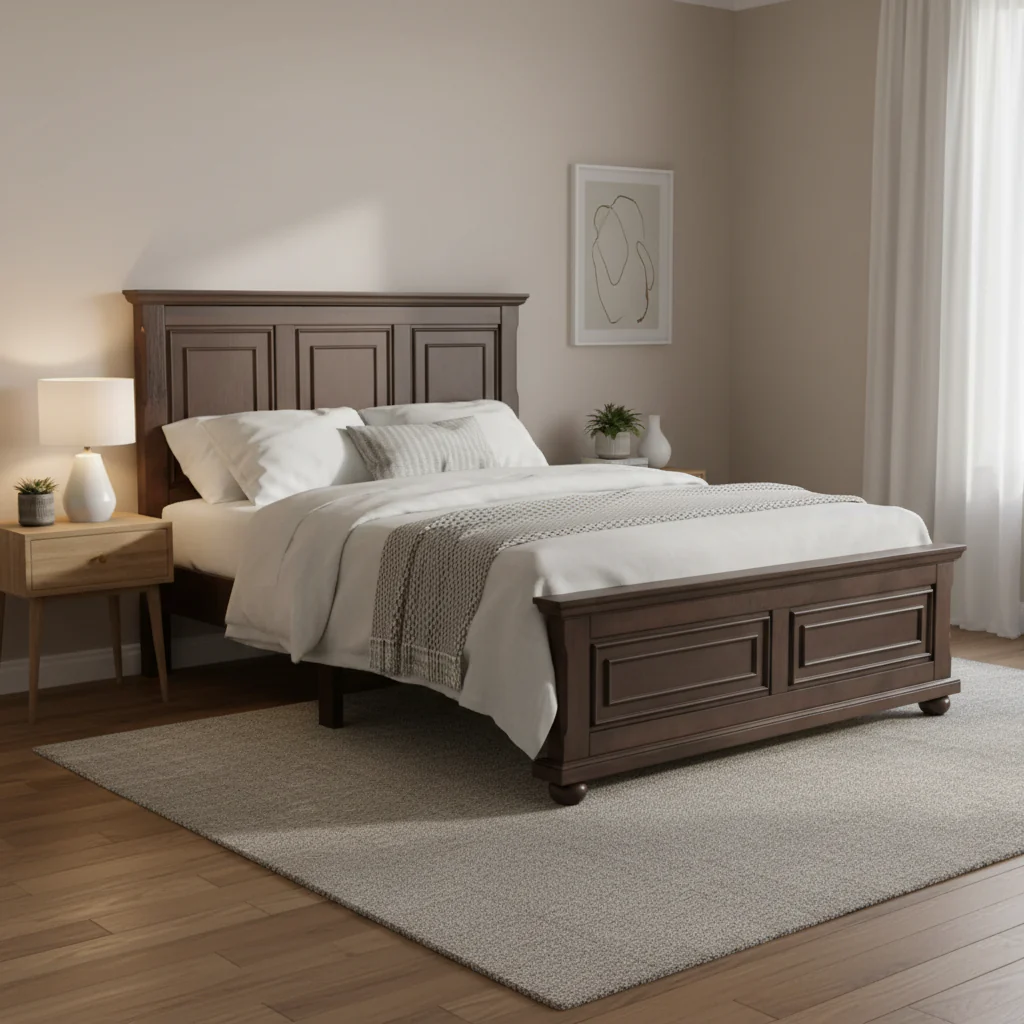 Traditional Town and Country Style Pinewood Vintage Queen Bed