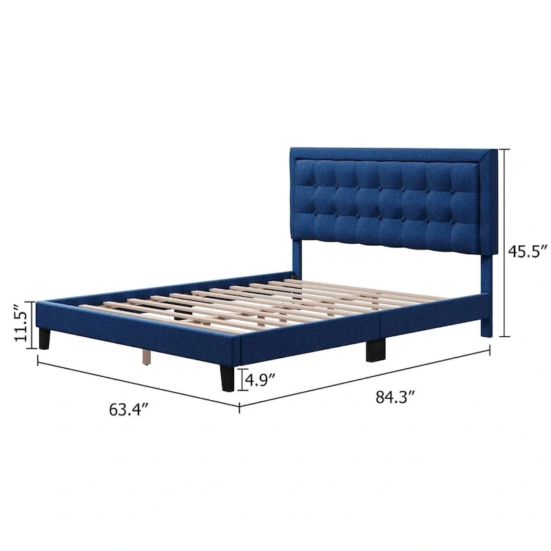 Adjustable Bed Frame with Upholstered Button Tufted Headboard