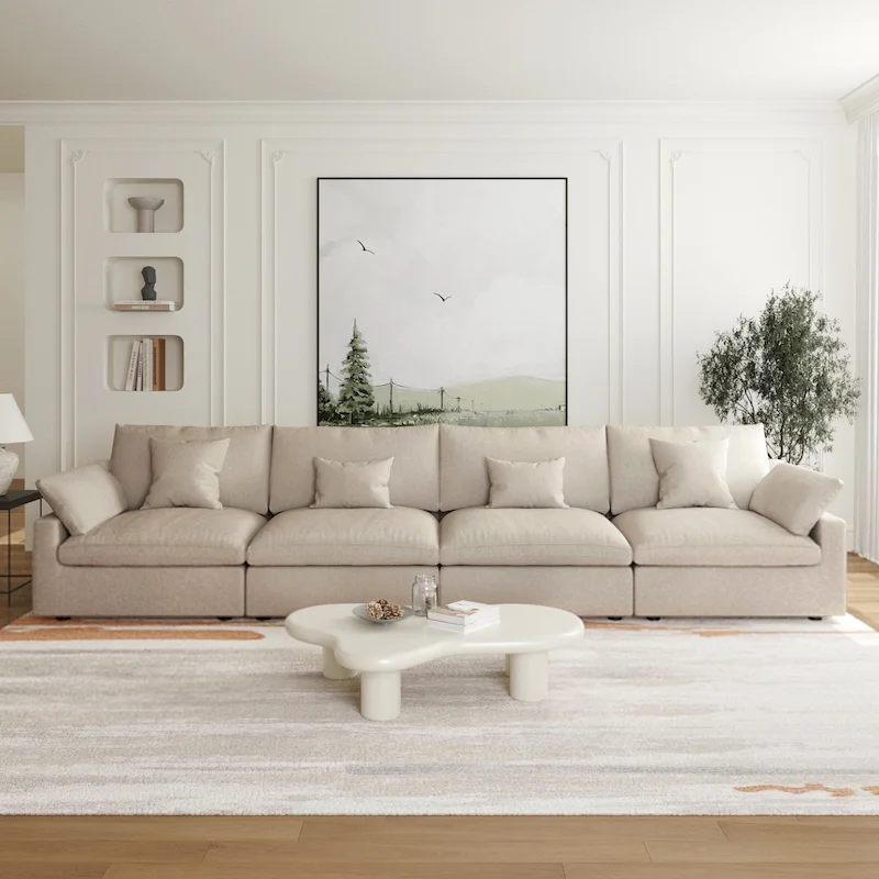 Modular Cloud Sectional Couches, Down Filled Comfort Minimalist Deep Sofa Couches for Office Apartment