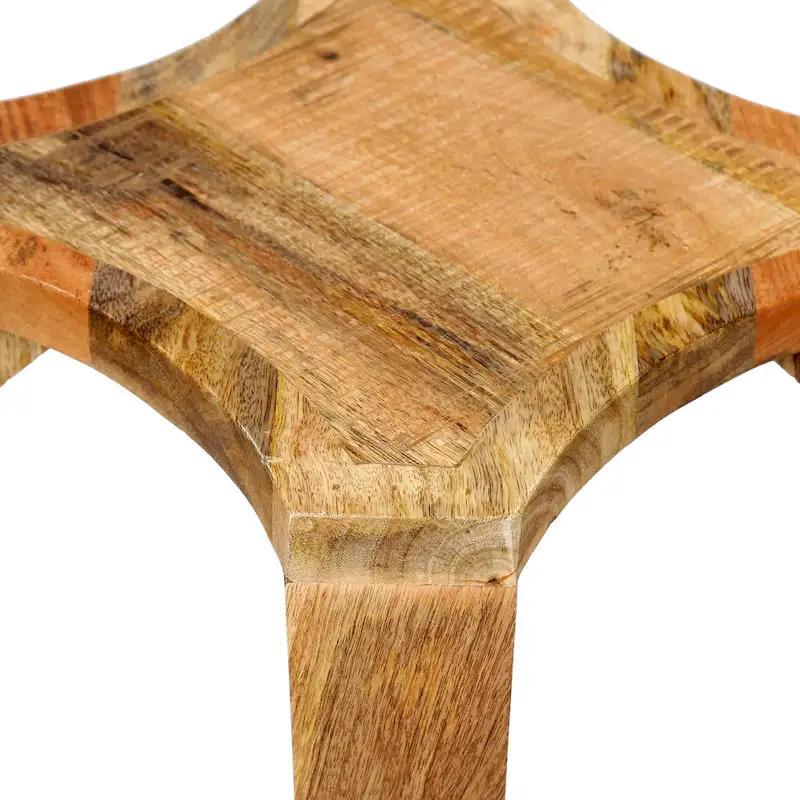 13  Boho Wooden Side Table with Handcrafted Wood Structure and Concave Design