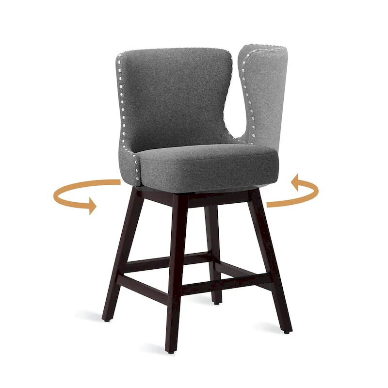 26 in. Faux Leather Swivel Bar Stool - Mid-Century Modern