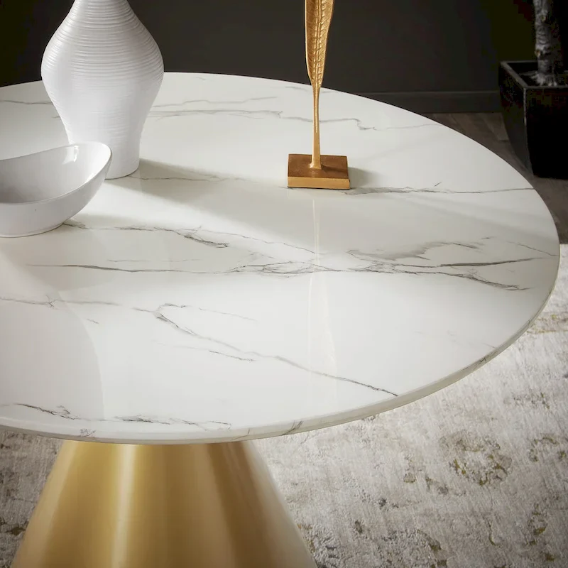 Darcy 46 Wide Faux Marble Round Dining Table by iNSPIRE Q Bold
