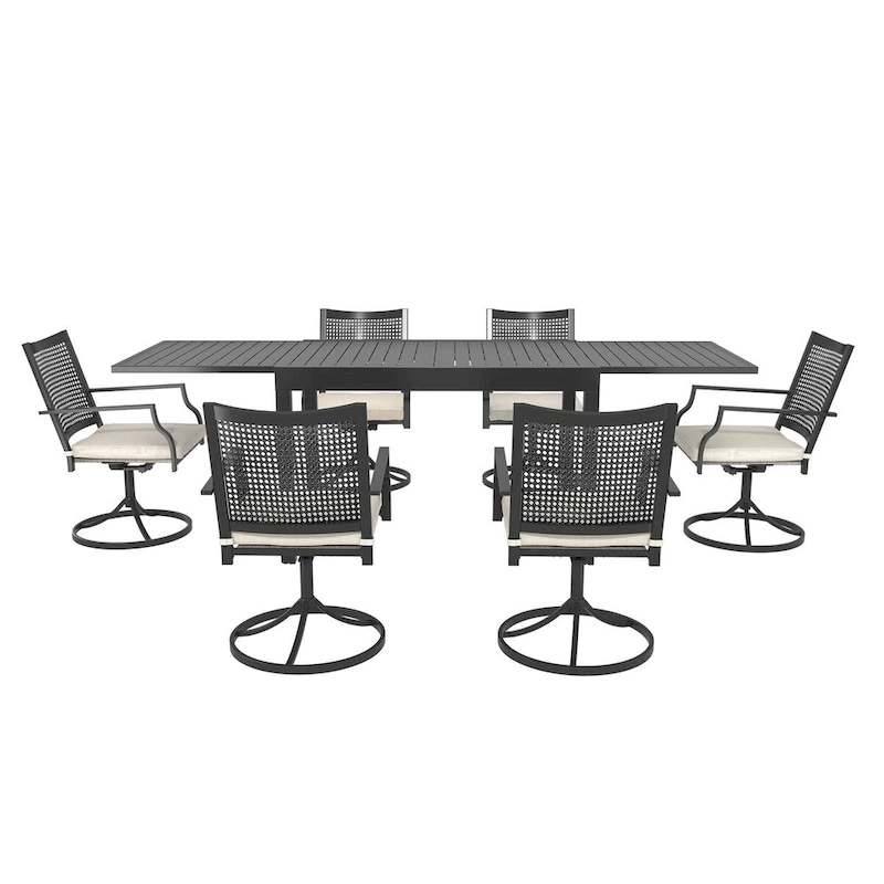 Aluminum Patio Extendable Dining Table with Chair (set of 7)