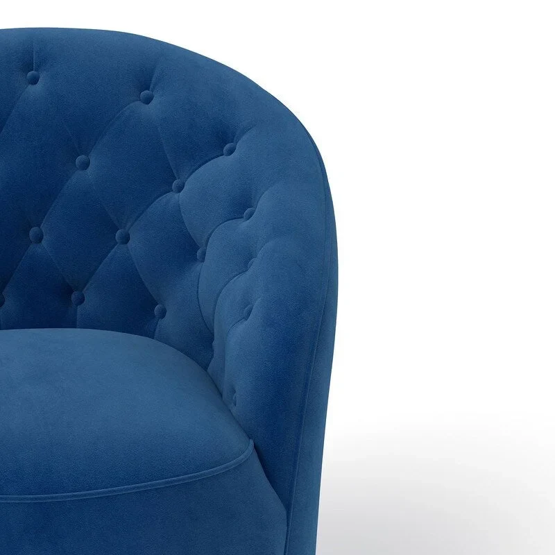 SEYNAR Modern Velvet Upholstered 360 Degree Swivel Barrel Chair with Button Tufted Back