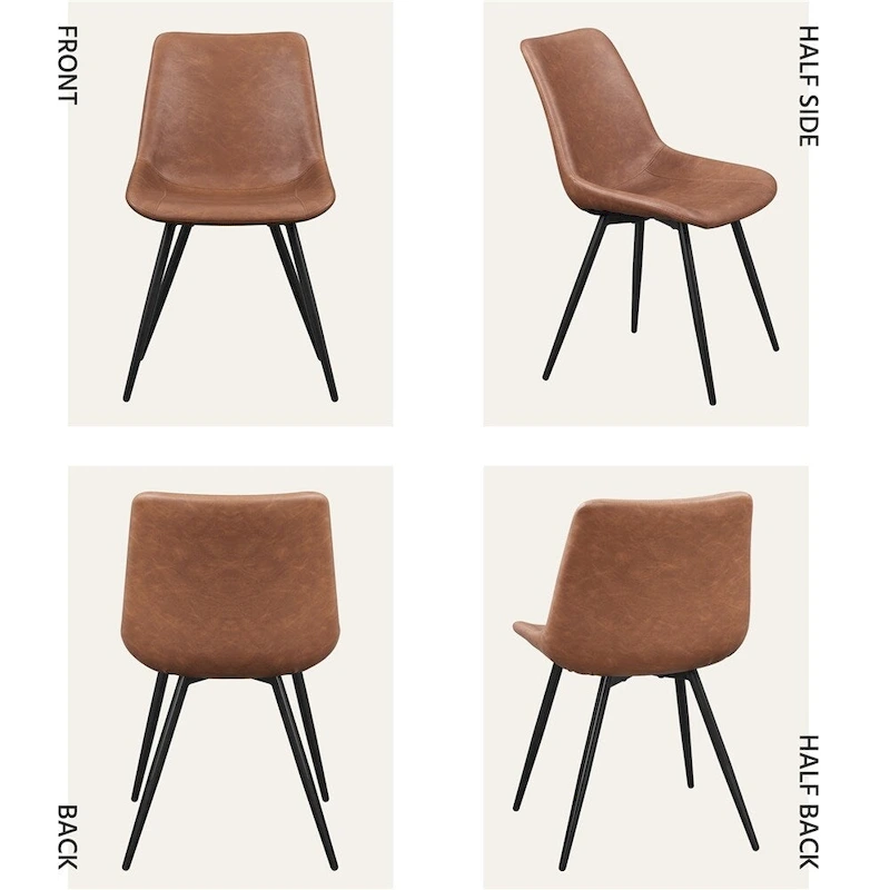 Yaheetech 2PCS Faux Leather Dining Chairs With Metal Legs - N/A