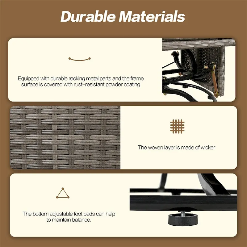 Rattan Egg Patio Swivel Chair with Cushions and Rocking Function