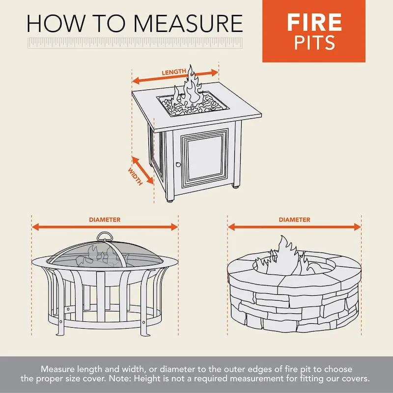 Modern Leisure Chalet Outdoor Patio Round Firepit Cover, Fits up to 44  Dia x 3  H, Beige