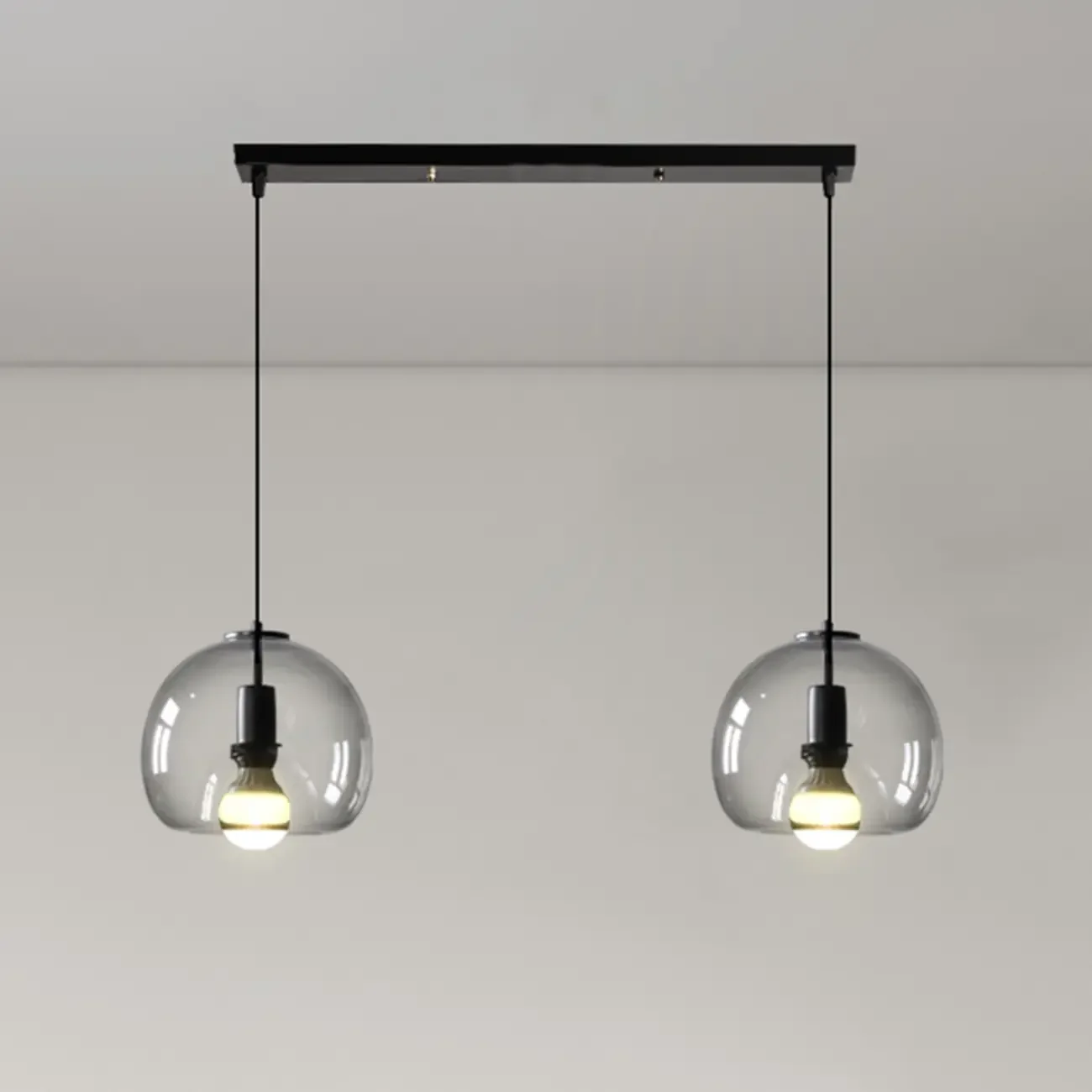 Modern Black Globe Glass Island Pendant Light for Kitchen