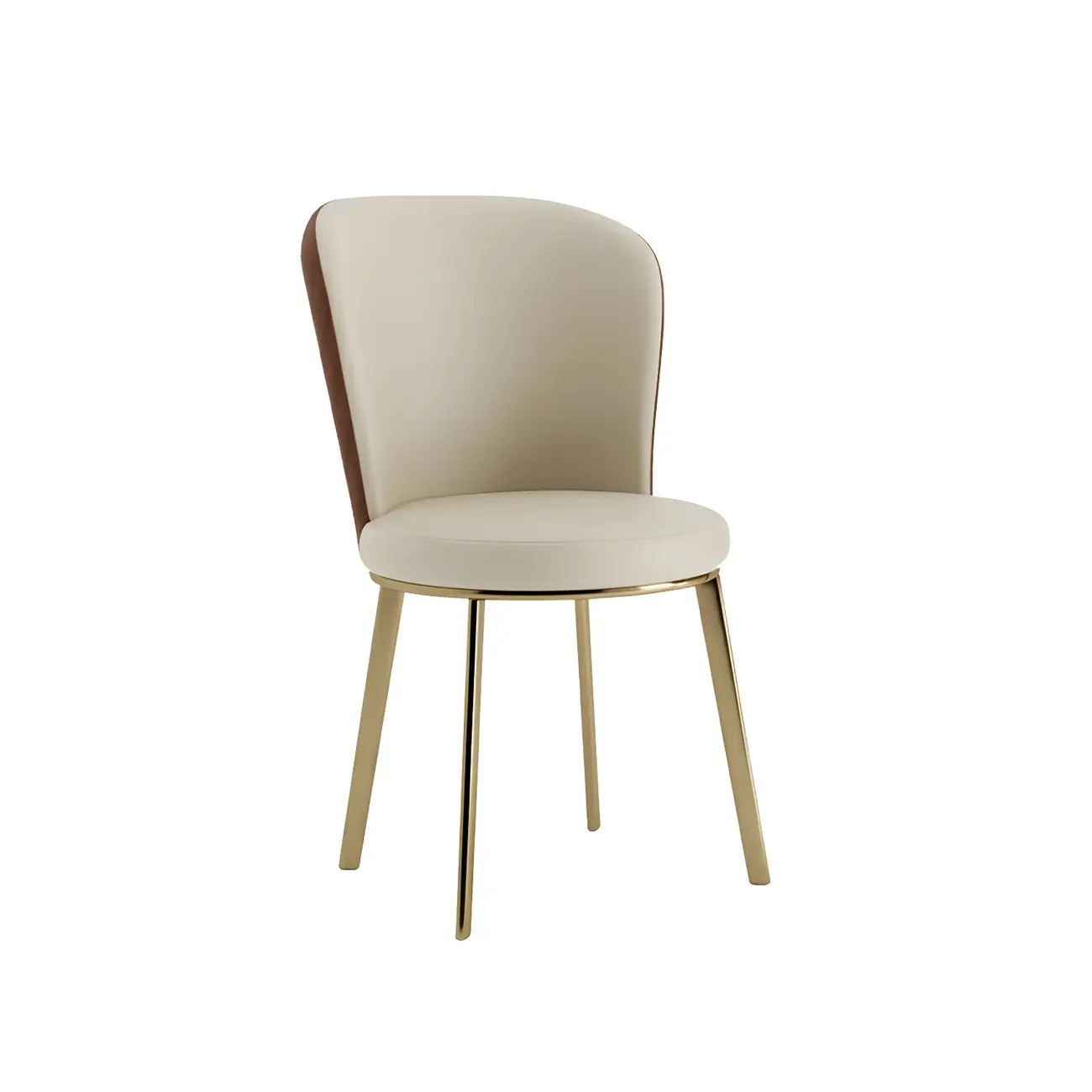 Sleek Gold Legs Faux Leather Upholstered Dining Chair