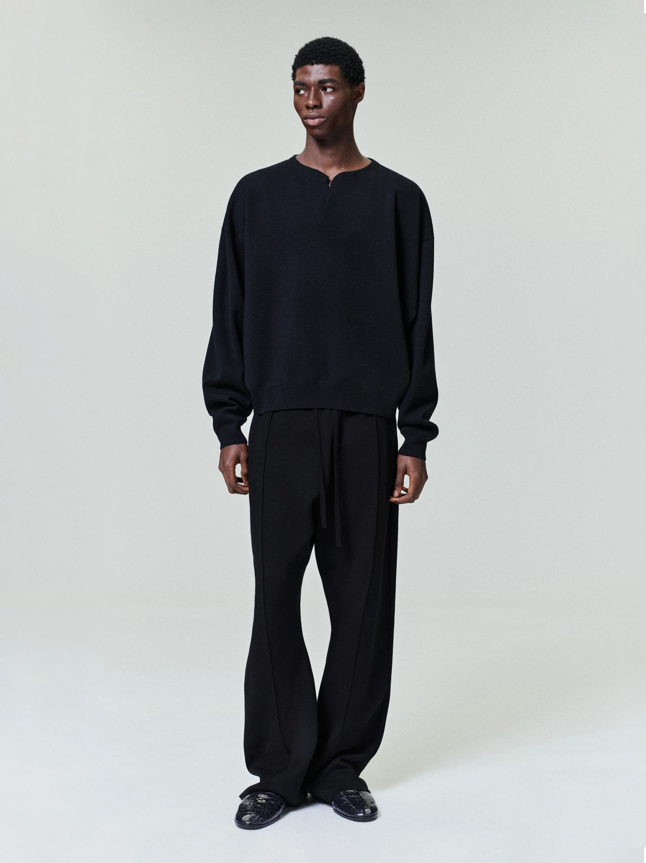 Merino Milano Knit Henley Sweater