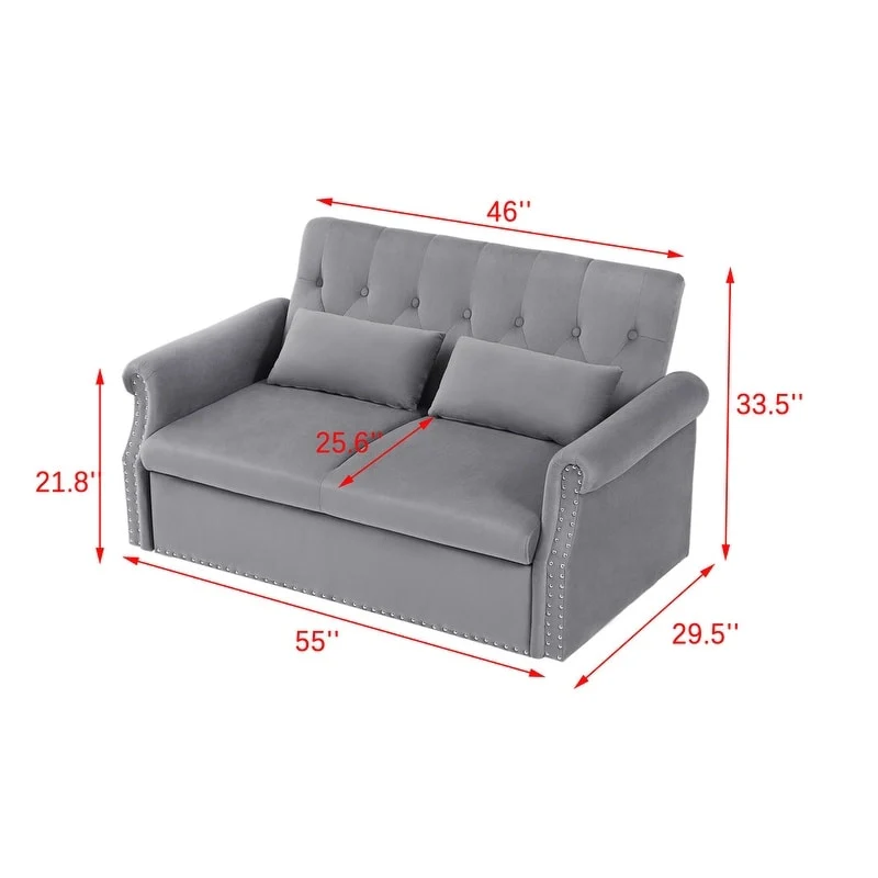 Adjustable Sleeper Sofa with 2 Lumbar Pillows