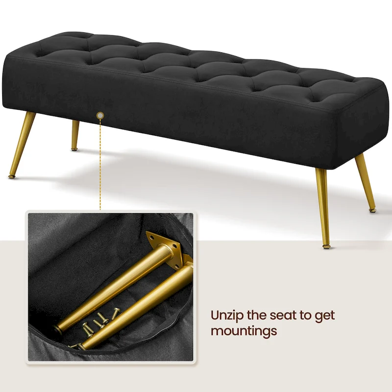 Yaheetech Upholstered Footstool Velvet Ottoman Button-Tufted Table Bench - 451617