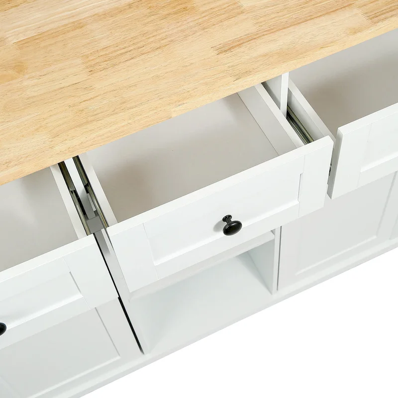 Nestfair Kitchen Island Cart with Drop-Leaf Countertop and 3 Drawers