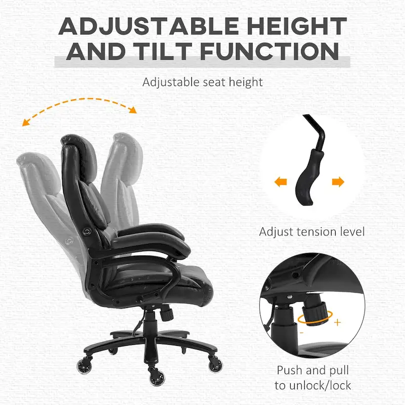 Vinsetto 400lbs Big and Tall Executive Office Chair, PU Leather Computer Desk Chair with Adjustable Height