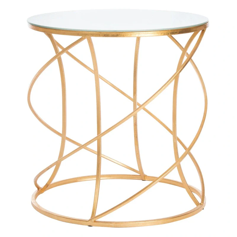 SAFAVIEH Treasures Jeanine Gold/ White Top Accent Table - 20  x 20  x 21.2  - 20Wx20Dx21H