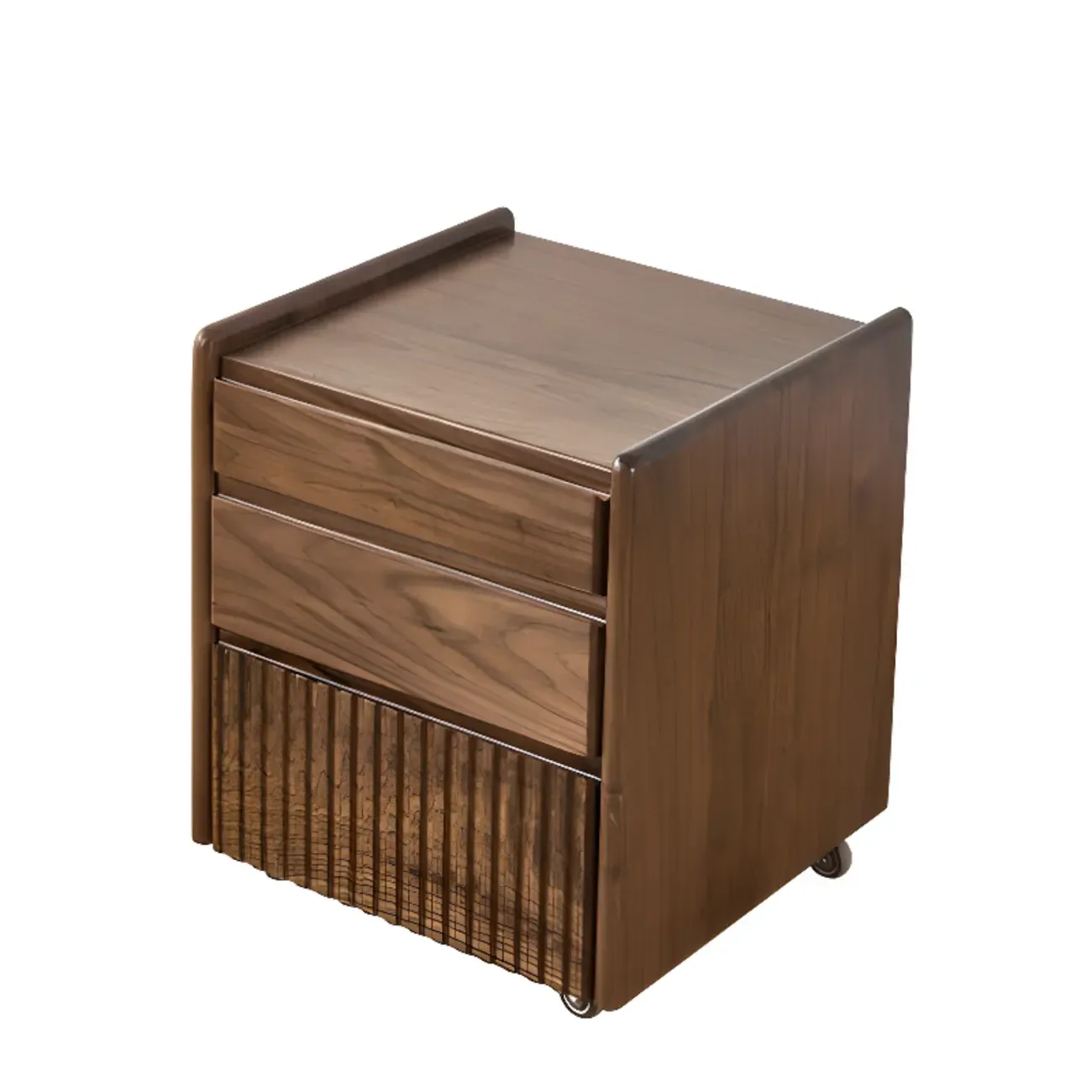 Brown Modern 3-drawer Solid Wood Bedside Nightstand