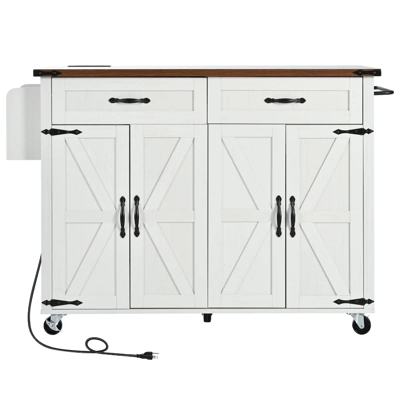 53.5Farmhouse Kitchen Island with Power Outlet