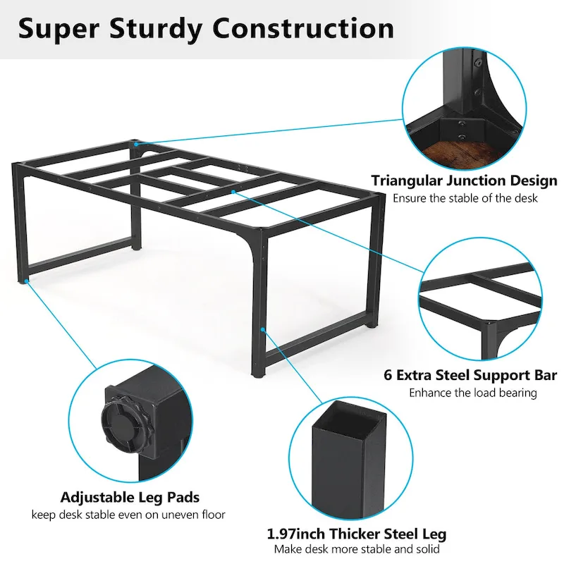 70.87  Large Computer Office Desk, Conference Table Rustic Brown