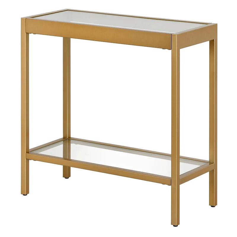 Bronze Rectangular Glass Side Table 24 Inch