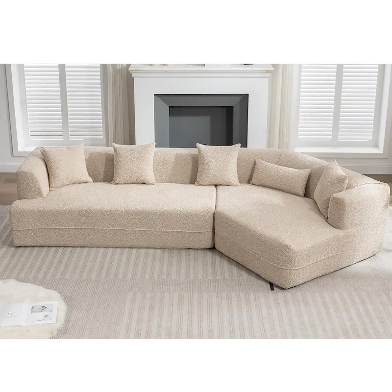 Boucle Modular Sleeper Sectional Sofa with Free Combination