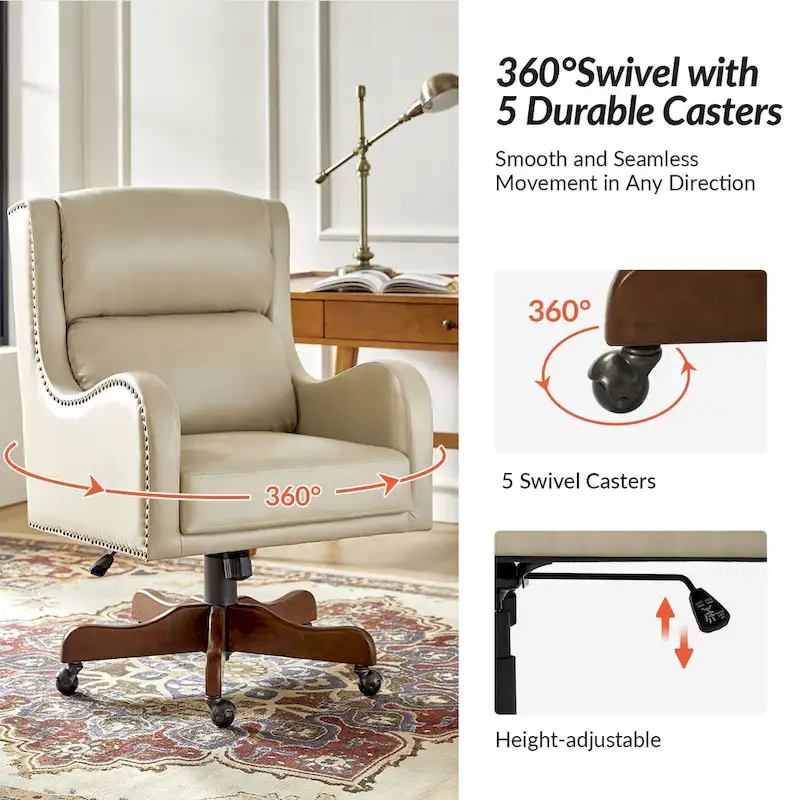 Pete Faux Leather Adjustable Height Swivel Executive Chair with Tilt Mechanism by HULALA HOME