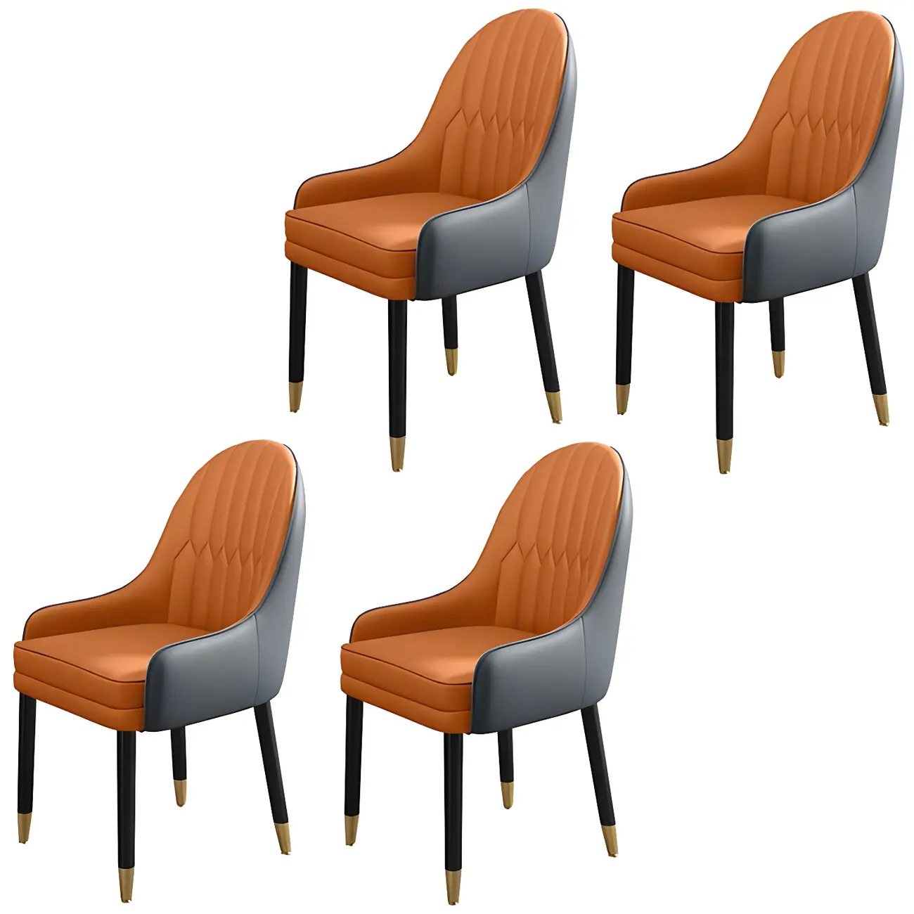Modern Leather Upholstered Dining Chair with Arms